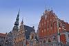 Facade and environment of St Peter's church in Riga Latvia