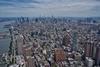 Aerial view of the Manhattan skyline with the Hudson River, NYC