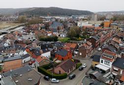 Aerial view of residential neighborhood in Madrid, Spain