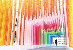 Colourful installation by French architect Emmanuelle Moureaux at Takanawa Gateway City - shutterstock