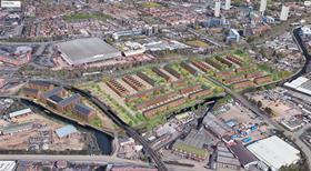 Wavensmere Homes' aerial visual of Wolverhampton Canalside South
