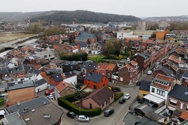 Aerial view of residential neighborhood in Madrid, Spain