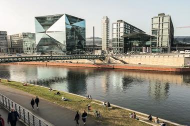 Mediaspree is a popular office area beside the river Spree in Berlin