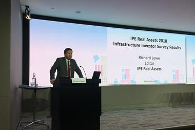 IPE Real Assets editor Richard Lowe presenting IPE's 2018 Infrastructure Investor Survey results