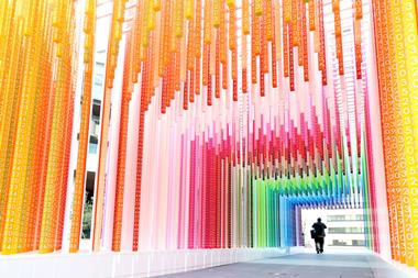 Colourful installation by French architect Emmanuelle Moureaux at Takanawa Gateway City - shutterstock