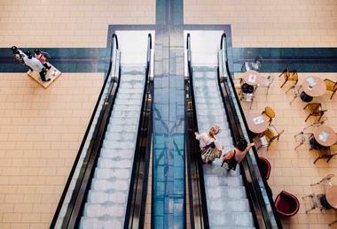 Shopping centre escalators