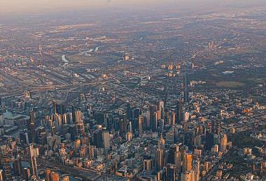 Aerial view of Melbourne, Victoria, Australia