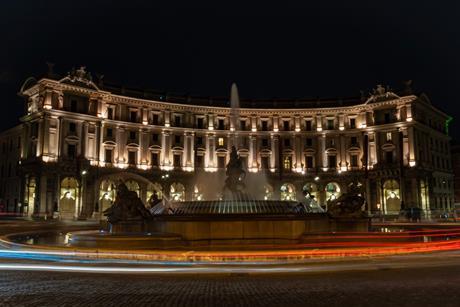 Piazza Esedra and Fountain of the Naiads in Rome, Italy