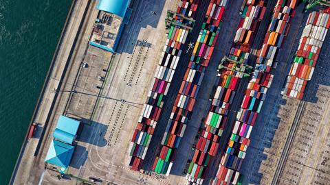 Port, shipping containers