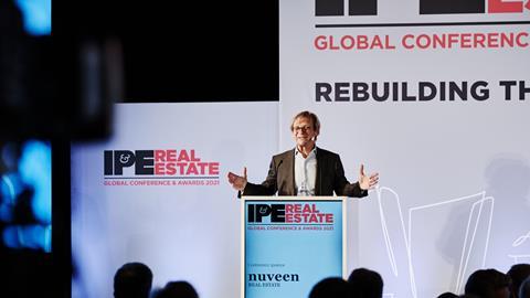 Piet Eichholtz addressing the IPE Real Estate Conference & Awards in 2021
