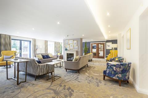 Club room at Birchgrove assisted-living home in Sidcup, UK