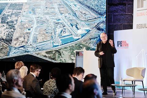 Jens Kramer Mikkelsen addresses the IPE Real Estate Conference & Awards in 2021