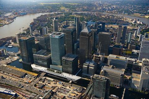 Canary Wharf aerial view