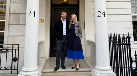 Bay Downing and Jessica Hardman at their new offices in London