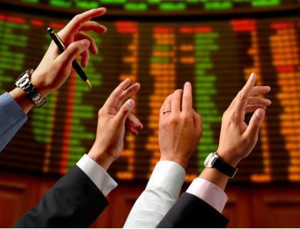 stock exchange hands in the air rs