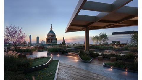 Rooftop terrace at 10 Gresham Street in the City of London