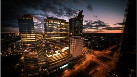 Warsaw Hub by night