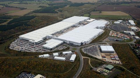 Sports Direct''s distribution warehouse and headquarters in Shirebrook, Derbyshire, UK