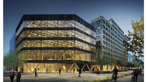 Henderson Park and Hines'' all-timber office building in Barcelona