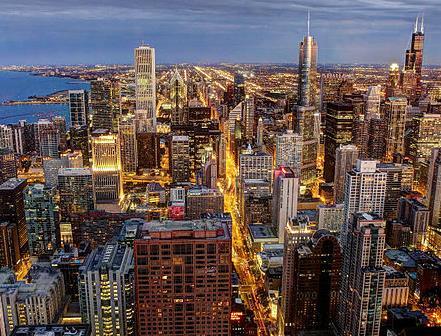 chicago skyline viewed from john hancock center