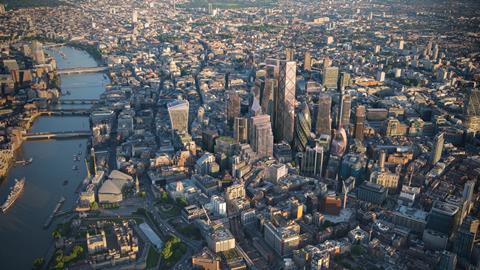 Aerial view of the City of London